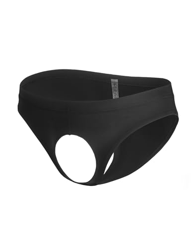 ohmydear Men's Sexy Briefs Open Front Ice Silk Underwear Comfort Underpants Breathable Bikini Panties