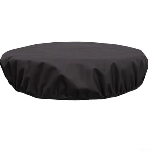 Cubierta redonda de tela Oxford 600D, resistente a la intemperie, protector de hogueras de piedra para exteriores con ajuste de borde elástico, tapa impermeable negra para uso en jardín y patio (32 x