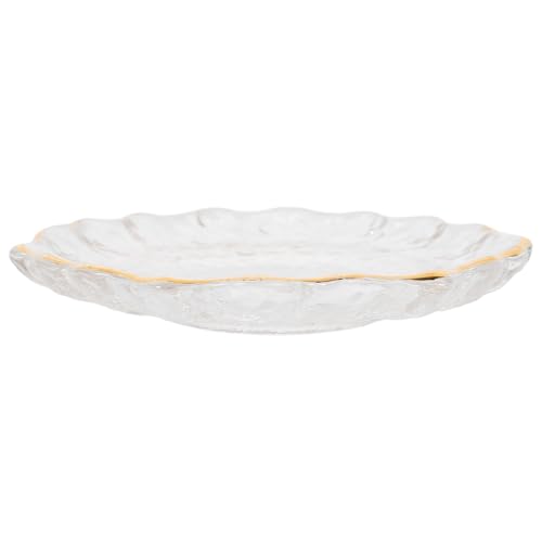 LOORGVEL Sottobicchiere in Vetro Decorativo Spesso Bordo Dorato Piattino Resistente al Calore per Tazze da Tè e Bicchieri Protezione Antiscottatura per Tavolo per Uso Quotidiano e