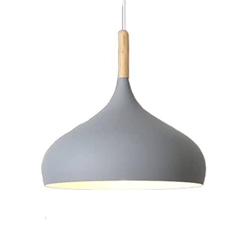 CHENKUI Lámpara colgante americana de granja, pantalla de lámpara de macarrón, mango de madera, candelabro creativo de una sola cabeza, estilo industrial, kit de iluminación colgante para comedor,