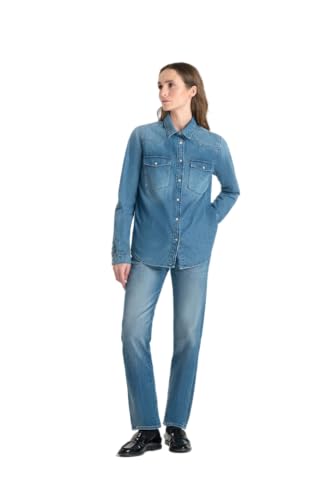 Le Temps des Cerises Jeanshemd Barbara aus gewaschenem Stoff, blau, blau, Large