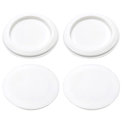 Image of 4 Pcs 60 mm Silicone Rubber Plugs Snap in Locking Hole Plugs for 60 mm (2-3 /8 inch) Round Holes, Flush Type Rubber Stoppers, Flexible Tube Pipe End Caps Covers, Waterproof Sealing Plugs, White