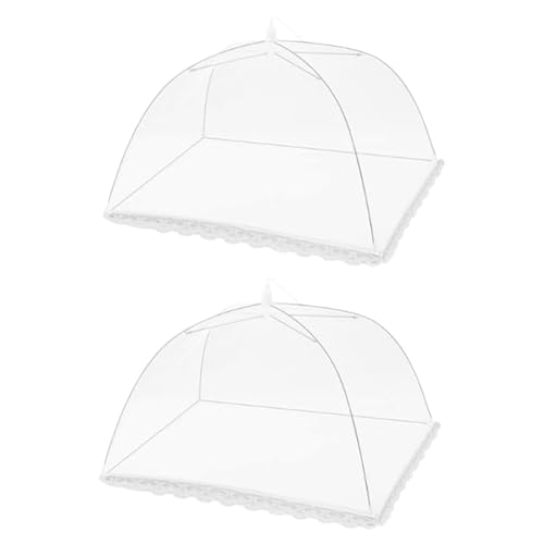 2 Pcs Food Covers Mesh Pop Up 13 Inch Pop-Up Encrypted Mesh Plate Serving Tents Fine Net Screen Umbrella for Outdoors Parties Picnics BBQs Reusable and Collapsible
