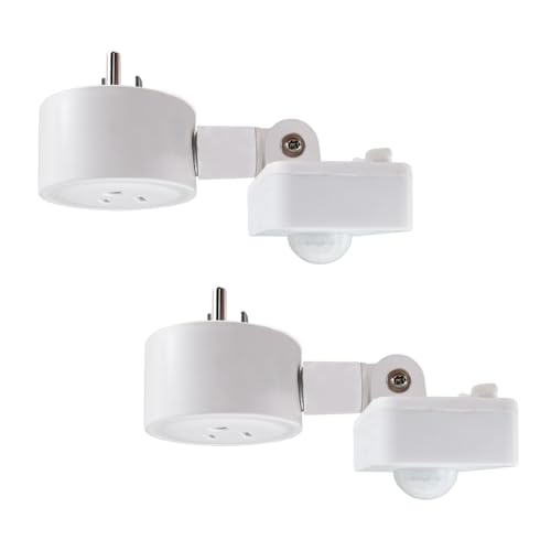 Motion Sensor Switch Indoor Plug in Motion Sensor Light Sockets Adjustable Motion Activated Detector Plug Outlet for Basement Garage Pantry (2 Pack)