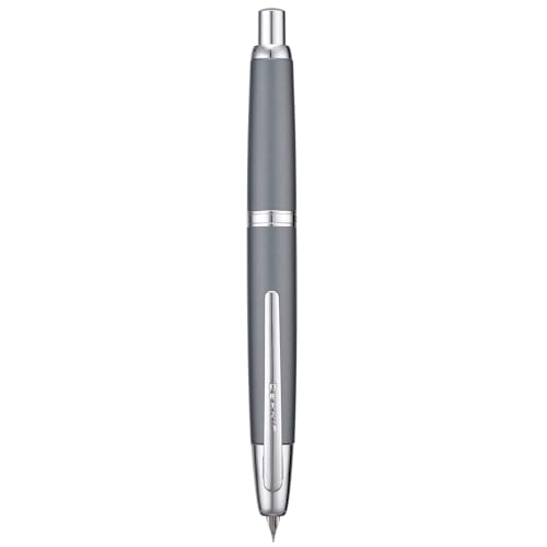 Image of Jinhao 10 Press Fountain Pen with Box, Metal Grey Retractable Fine Nib with Ink Converter Set (Silver Clip)