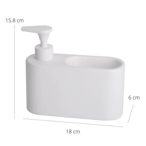 Kook Time Ceramic Soap Dispenser with Sponge Holder - Slim Kitchen Sink Organiser 500ml, Dispenser Matt White - Image 4