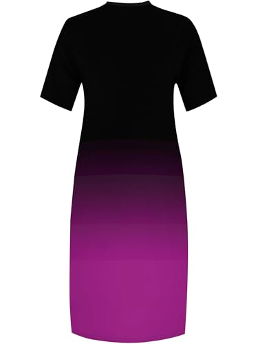 Image of SUZONANA Women Casual T-Shirt Dress V Neck Short Sleeve Solid Color Oversize Dress with Front Two Pockets