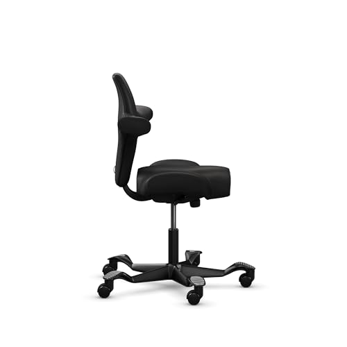 Image of HAG Capisco Standard Chair-Black Frame-Upholstered Black Onyx Vinyl