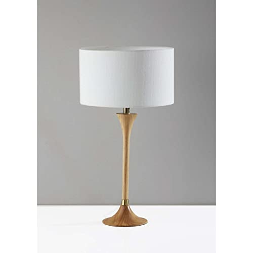 Adesso Inc. Rebecca Table Lamp Natural Rubberwood w. Antique Brass Accent