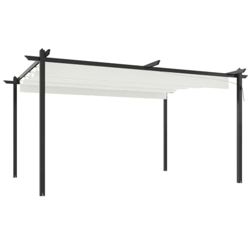 vidaXL Cenador de Jardín con Techo Retráctil Marquesina Carpa Fiestas Cubierta Terraza Barbacoas Tienda Dosel Refugio Playa Color Crema