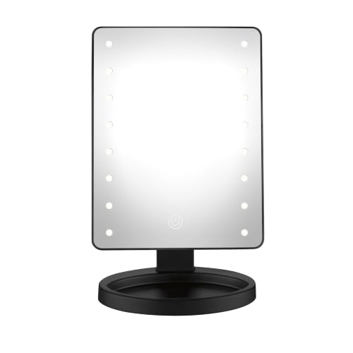 Conair Lighted Makeup Mirror, LED Vanity Mirror with Storage Base, Battery Operated in Black - image 1