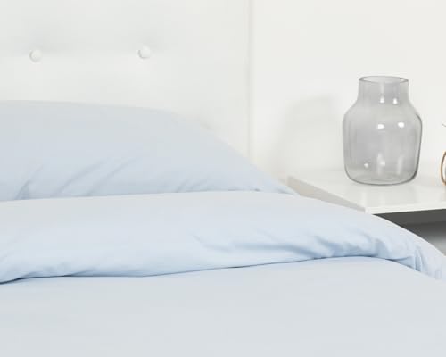TRAMAS+ Funda Nórdica 100% Algodón, Cama 90 y Funda de Almohada para Relleno Nórdico  Cama 90, Celeste