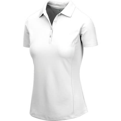 Greg Norman Women's Protek Micro Pique Short Sleeve Polo, White, X-Small #TOP2