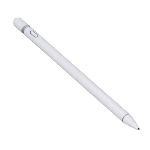 Bolígrafo Capacitivo de Punta Fina Lápiz Activo Botón de Inicio Fácil Tapa de Absorción Magnética Carga Rápida para Tomar Notas y Dibujar Aluminio (WHITE)