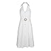 TOPQAQ Robe d'été élégante dos nu avec ceinture taille haute dos nu et épaules dénudées pour femme, blanc, M