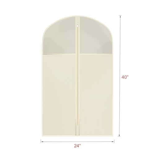 Image of Univivi Suit Bags for Closet Storage, 40 inch Garment Bags for Hanging Clothes, Garment Bag for Travel and Storage with Large Visible Window for Suit Coat, Jacket, Sweaters (Set of 6), Biege