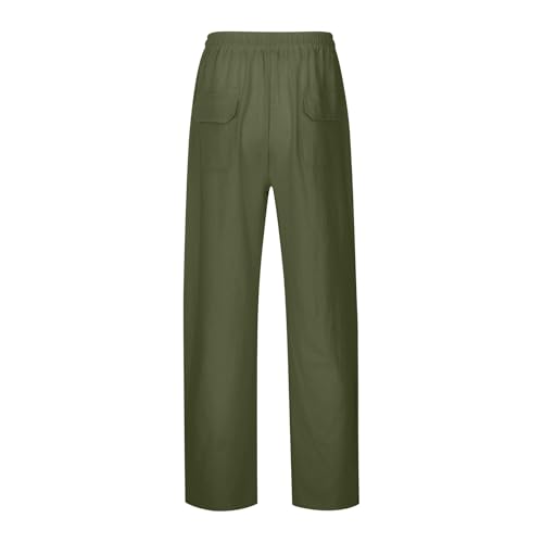 Mens Linen Pants Elastic Drawstring Waist Straight-Legs Loose Fit Casual Summer Yoga Beach Long Cotton Pants3