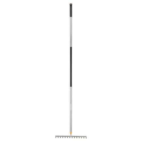 Fiskars Râteau 14 dents, Ergonomic, Longueur : 154 cm, Largeur : 30 cm, Dents en Acier au Bore Trempé/Manche en Aluminium, Noir/gris, 1077113