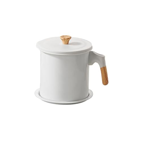 pabod 油こしポット メッシュフィルター付き 蓋付き 防塵 耐熱 揚げ物用 オイル保存容器 1.4L キッチン収納 (ホワイト)