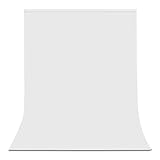 UTEBIT 6 x 9FT/1.8 x 2.8M White Backdrop Polyester Fabric Background Cloth Wrinkle Resistant Photo Booth Screen Backdrops for Photography, Video, Television (Stand Not Included)