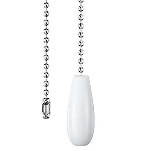 Image of Ceiling Fan Pull Chain 12 inch Wooden Pull Chain Extension Fan Chain Extender Ceiling Fan Pulls Ornament with Ball Fan Chain Connector for Ceiling Fan Light, 1PCS (White Wood)