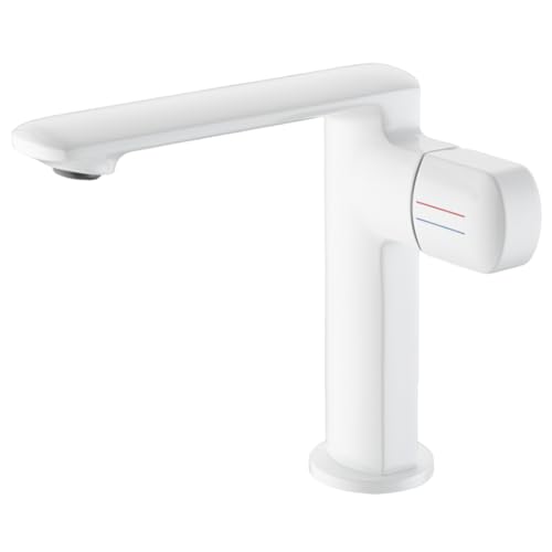 Grifo de lavabo moderno en blanco mate para renovar el baño de su hogar 2