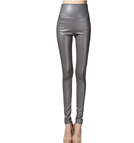 Pantalon en cuir élastique femme gris clair Sweejim idéal pour le bureau