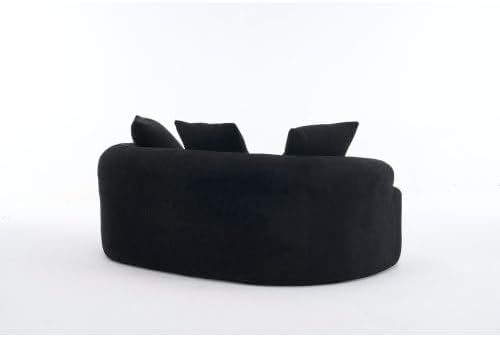 Curved Loveseat Sofa with Full Compression Sponge, Great for Small Spaces, Apartments (Black)