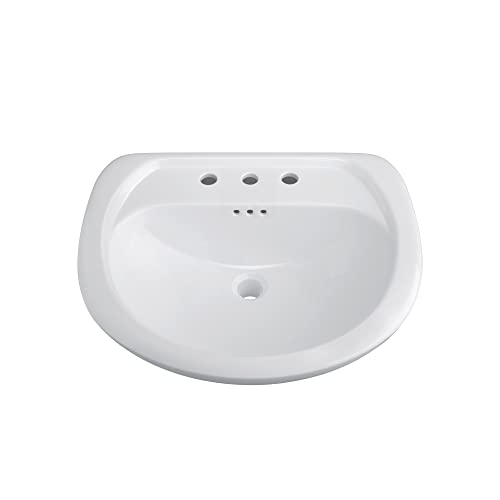 PROFLO PF4008 Lisbon Valley 24" Oval Vitreous China Pedestal Bathroom Sink with Overflow and 3 Faucet Holes at 8" Centers - White by PROFLO - Used condition - US$127.74