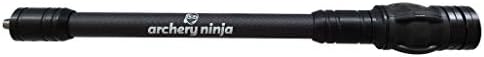 Archery Ninja 10" Inch Carbon Fiber Bow Stabilizer with Weights and Dampening System to Reduce Vibrations for Range Training, Hunting and Shooting