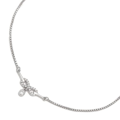 Image of ZAVYA 925 Sterling Silver Cubic Zirconia Infinity Rhodium Plating Chain Anklet (Single) | Gift for Women & Girls | 1 Year Plating Warranty