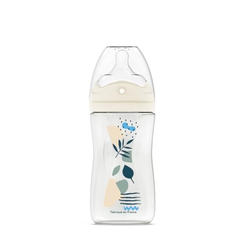 DODIE Biberon Tétine multi-perforée anti-coliques - 270ml - BLEU - 3+ mois - tétine biomimétisme débit 2