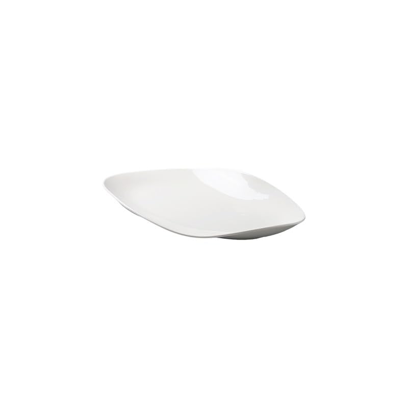 Piatti impilabili da 31,8 cm, in ceramica bianca, per hotel, cucina, stoviglie rettangolari irregolari, piatti freddi, per bar, ristoranti, antipasti (31,8 cm)