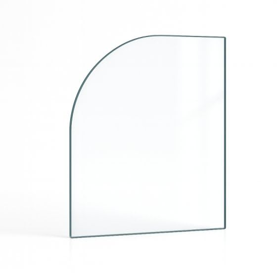Vitre Invicta Foyer 700 2 Portes - Verre Rectangle cintré Côté Gauche pour Insert - 254 x 394/343 x 4 mm (L1 x H1/H2) - 4 mm
