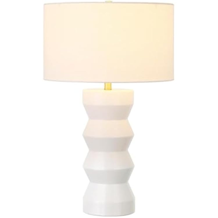 Carlin 28 Tall Ceramic Table Lamp with Fabric Shade in Matte White/White