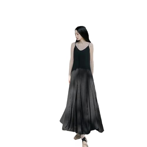 Robe longue sans manches JXQXHCFS en toile de jute épissure couleur unie