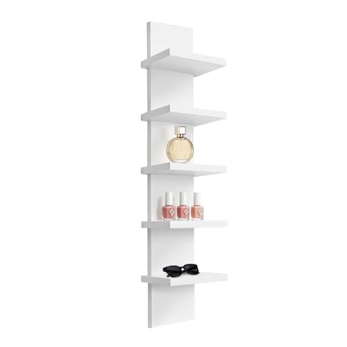 YEXEXINM 5 Tier Wall Shelf Unit White Vertical Column Wall Decor Lack Floating