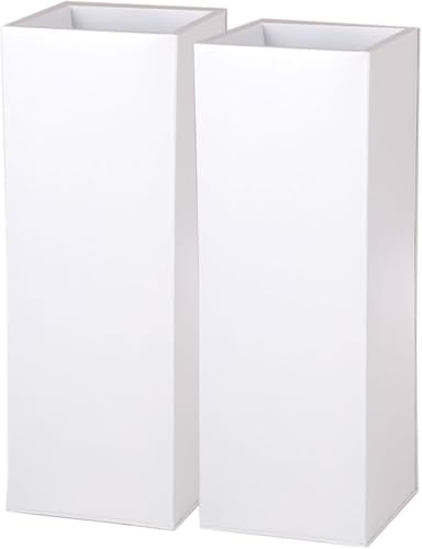 VIVANNO 2er Set Zink Blumenkübel Pflanzkübel Block 65 cm, Weiß