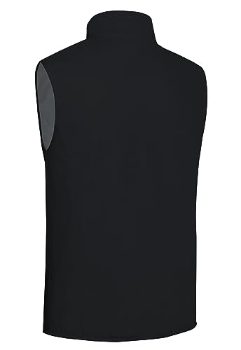 Fit Space Men's Lightweight Vest Softshell Sleeveless Windproof Jacket With Zipper Pocket Cycling Travel Hiking Running Golf (Black,Xx-Large) #TOP1