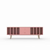 Mueble de TV «NOLANA» NCS 2030y90r pintado rosa para vinilo y tocadiscos con 2 cajones, aparador escandinavo, 180 x 56 x 43 cm