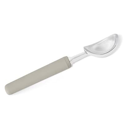 Amazon Basics Ice Cream Scoop, Soft Grip Handle, Dishwasher-Safe, Linen Gray