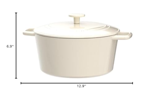 Image of Cuisinart Chef's Classic Enameled Cast Iron Dutch Oven with Lid, Porcelain Enameled Interior, Oven Safe, Induction Compatible, 7-Quart, Round, Cream