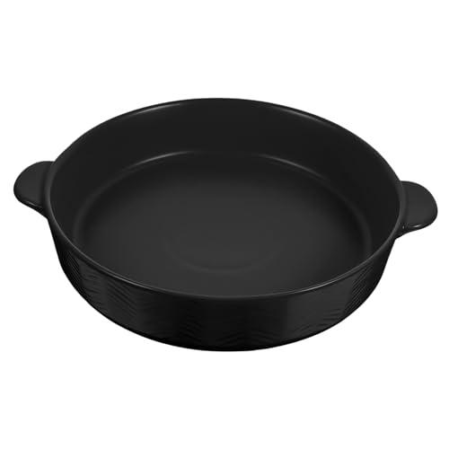 LIFKOME Bandeja De Hornear Redonda De Cerámica Doble Asa Utensilio Para Pies y Pizza Compatible Horno Microondas y Lavavajillas Para Platos De Verduras y Frutas
