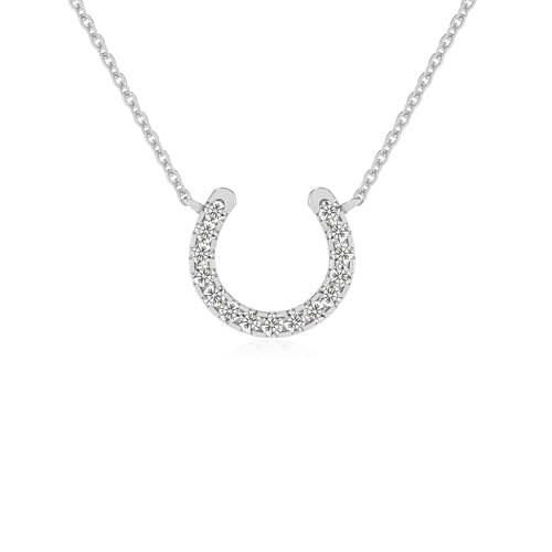 Lab Grown Diamond/Moissanite Horse Shoe Pendant Necklace for Women in Silver/Gold/Platinum, Jewelry Gifts for Her Birthday, Christmas, Anniversary, Wedding, Mothers Day, Valentines, Thanksgiving