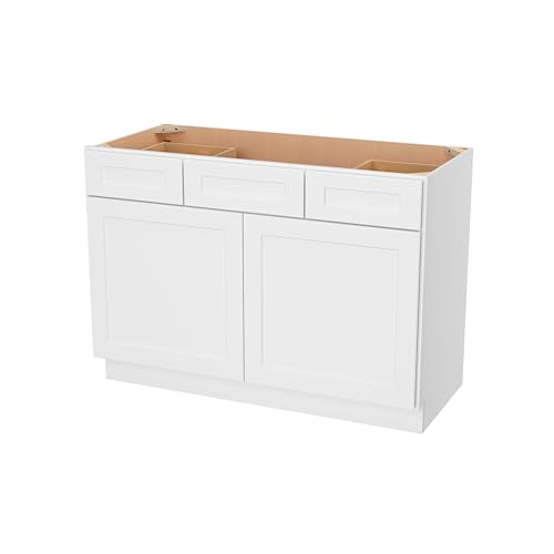 Image of Furinno Shaker 2-Drawer Bath Vanity Cabinet Without Top, Ready to Assemble, 21 D x 48 W x 34.5 H, White