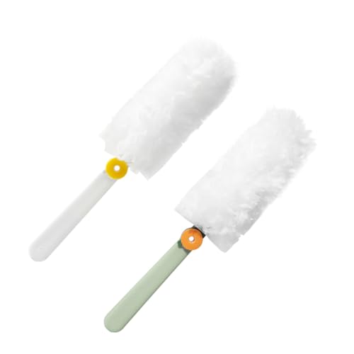 FONDOTIN 2個 静電吸着マイクロファイバーダスター 小型転式家具 デスク用掃除ツール ホコリ取りに 掃除しにくい隅も簡単ケア