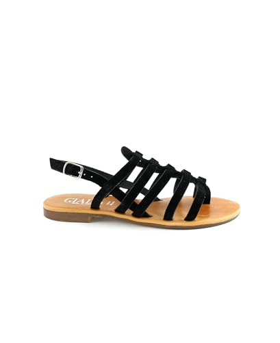 Chaussures noires sandales femme daim Jade 5493 pour l'été