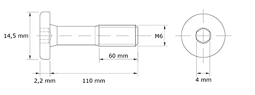 HEXATON Flat Head Socket Metric Screws M6 x 110 mm - 50 Pieces - Partially Threaded - Galvanized Steel - Hex Drive Socket Metric Thread - Image 2