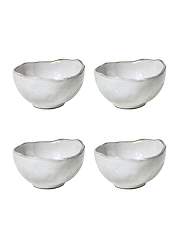 Serene Spaces Living Set of 4 Small Free-Form Edge Glazed Ceramic Bowl, Centerpiece for Vintage Weddings, Events, Home Décor, Measures 4″ Diameter, 2.25″ Tall