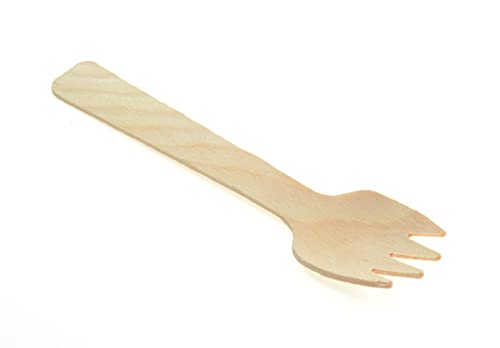 emissimo Cubiertos de madera natural de abedul claro para barbacoas o cumpleaños, 100% natural, respetuoso con el medio ambiente y sin plástico, biodegradables (100 tenedores para tartas de 10,3 cm) Cover